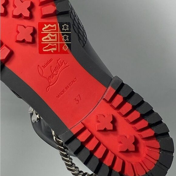 Christian Louboutin Horse Chain-Trimmed Leather Combat Boots size 37 - Picture 14 of 14